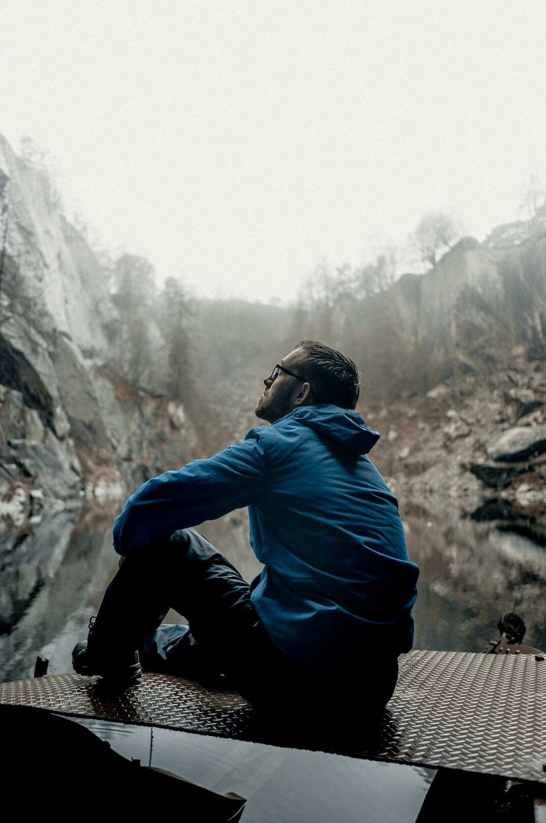 man reflecting alone
