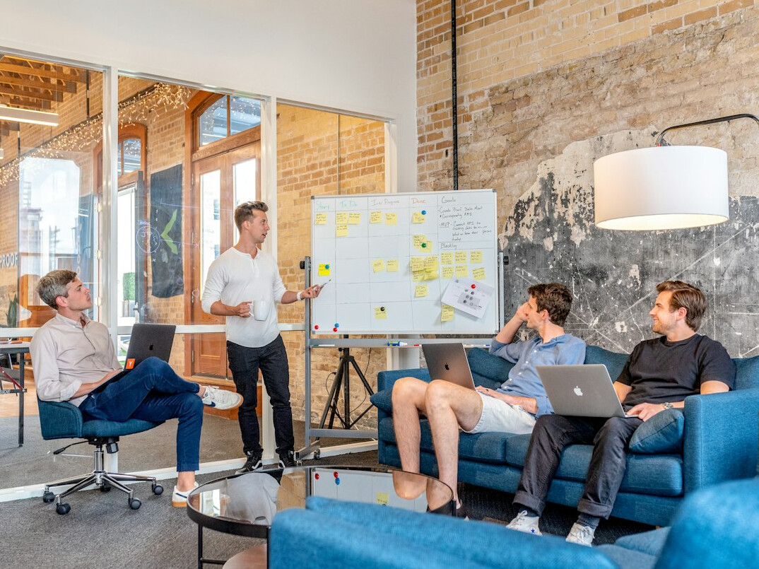 man giving presentation at work
