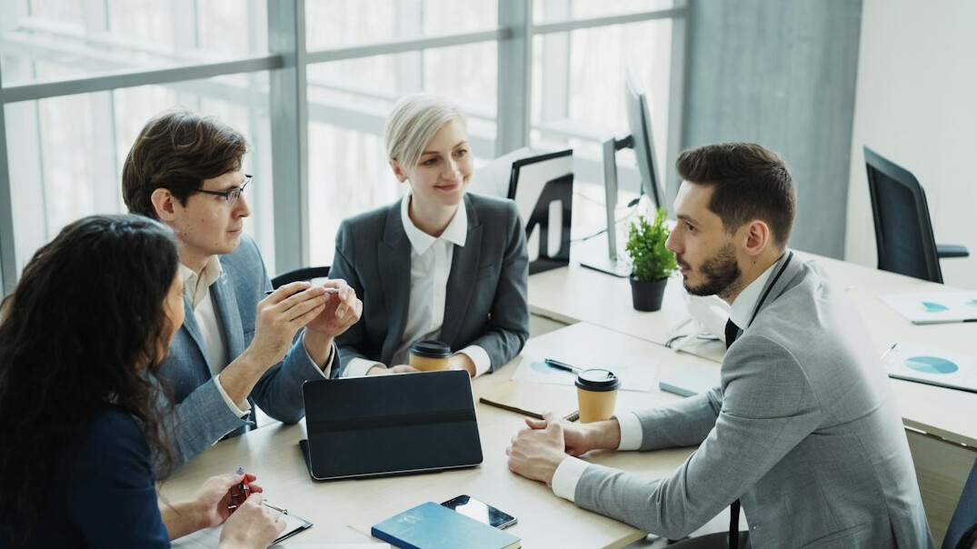 woman leading business discussion