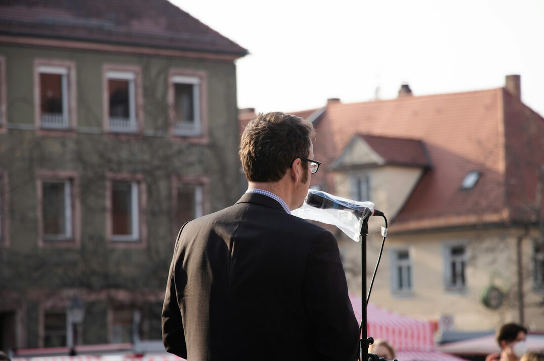 person practicing speech