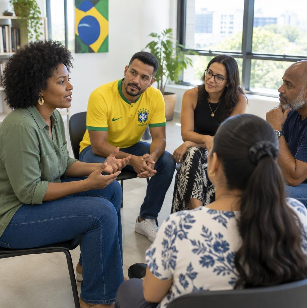 People in a discussion meeting